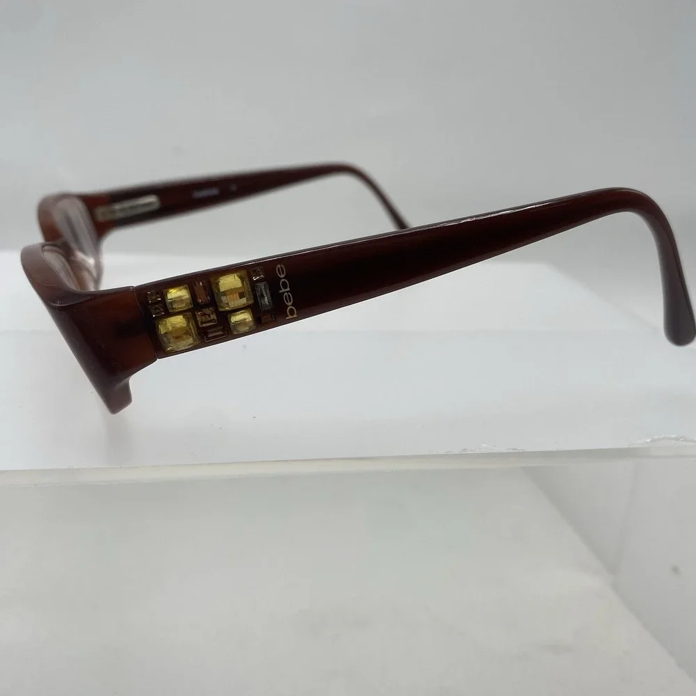 Bebe Eyeglasses Women FRAME ONLY Bejeweled 135 Smoked Topaz 728